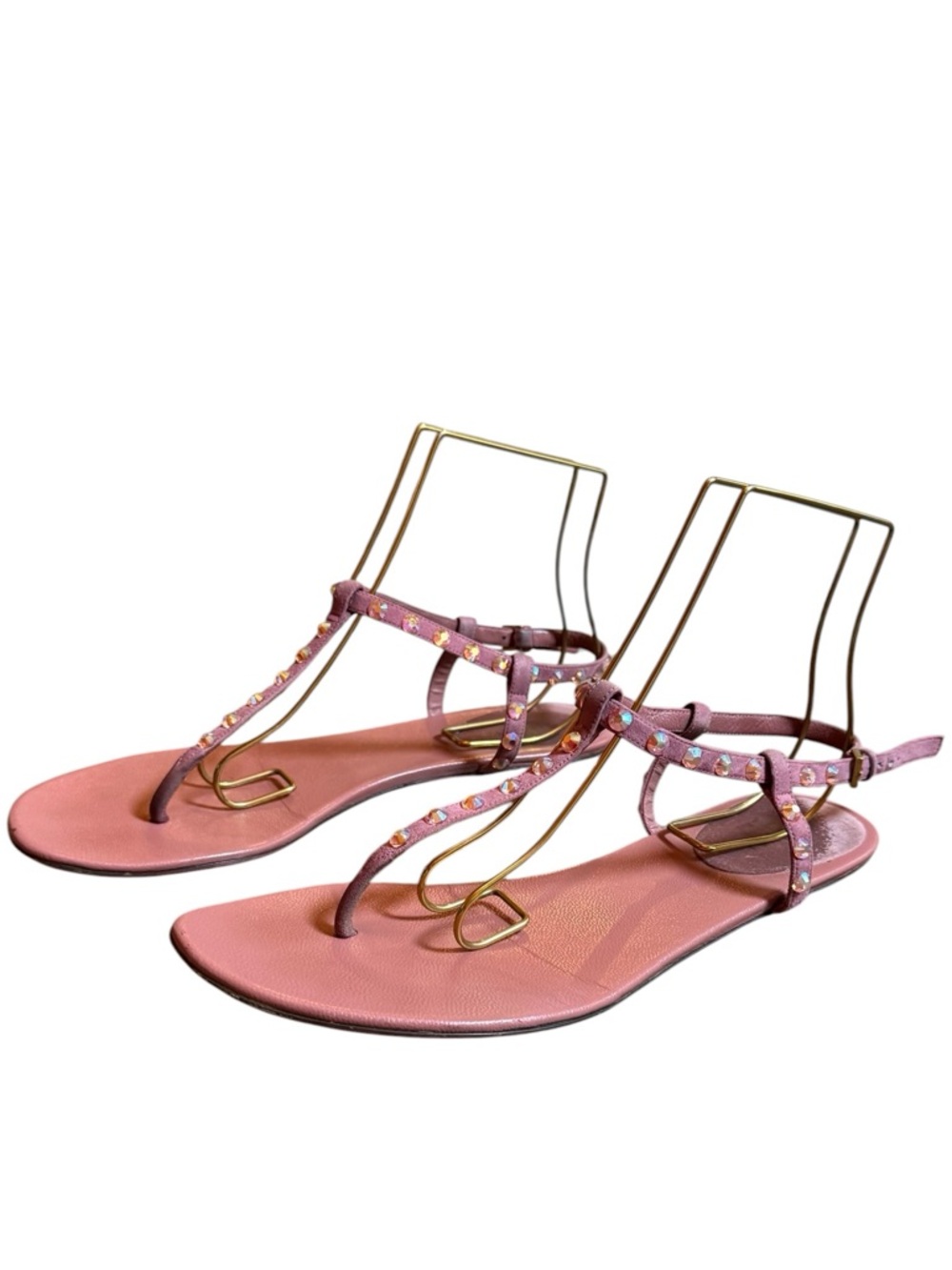 GUCCI Purple Patent Leather Flat Thong Ankle Strap Sandals EU 39.5 US 9.5